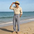thumbnail image 6 of Uwinwear Mens Linen Beach Pants Casual Summer Stylish Straight Leg Trousers Lightweight Loose Fit Travel Pants With Pockets,Gray,XXL, 6 of 7