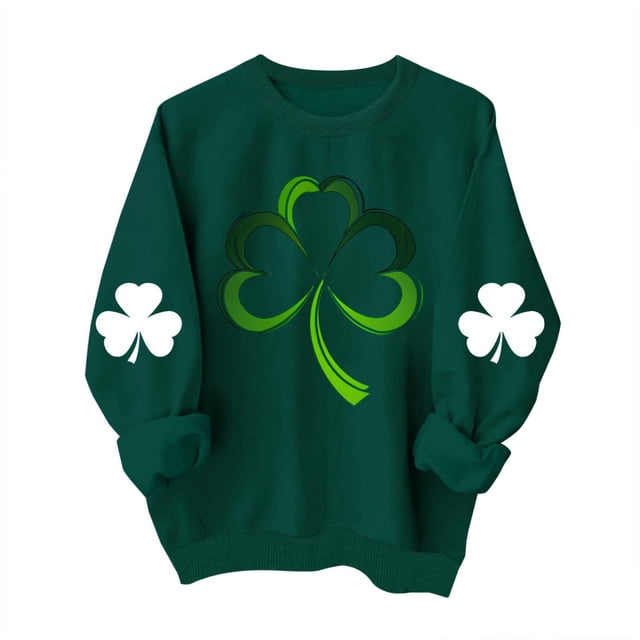 Camisetas de Cuello Redondo para las Mujeres San Patricio de la Moda Impresa Manga Larga Suéter, Suéter de Poliéster Casual Suéteres de Invierno para las Mujeres