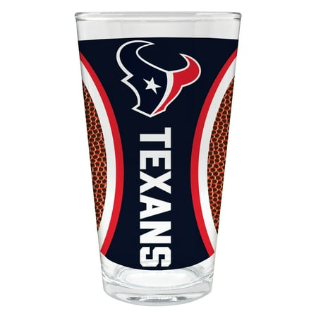 Houston Texans 16 ounce team pint glass with Gameball graphic