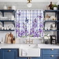 thumbnail image 2 of Purple Flowers Kitchen Curtains Window Panels, Butterfly Spring Floral Checkered Farmhouse Insulated Window Treatment Curtain, Grommet Curtains for Bedroom/Living Room/Bathroom, 2 Piece 42"Wx63"L, 2 of 8