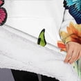thumbnail image 3 of Oversized Wearable Blanket Hoodie,White Butterfly Flower Field Pattern Sherpa Blanket Hoodie with Super Pockets,Super Warm Fuzzy Pullover for Women & Men, 3 of 6