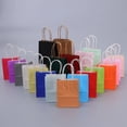 thumbnail image 2 of Bolsas de regalo de papel Kraft con asas, 10/20/30/50 unidades, para compras, manualidades, color marrón y blanco, para fiestas, suministros navideños, 2 of 5