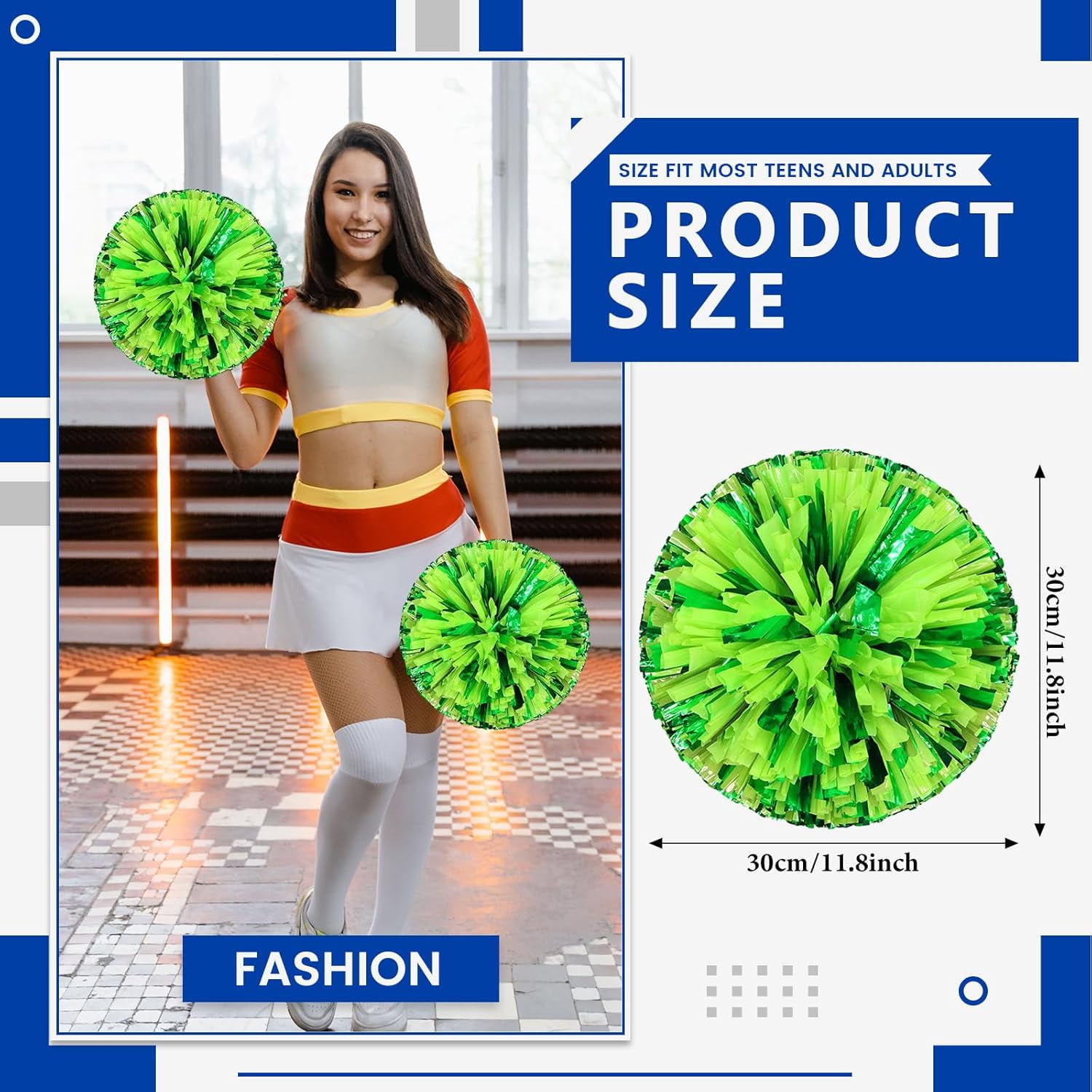 20 PCS Metallic Cheerleading Pom Pom for Team Spirit Sports Dance Cheering Kids Adults-Ring Style