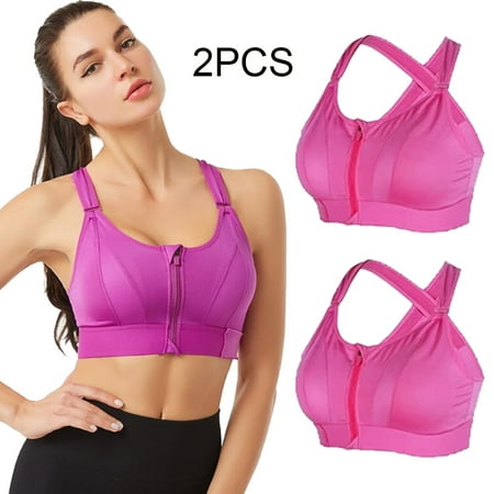 

2-Pieces Front Zipper Women Sport Bra Top Bra Gym Fitness