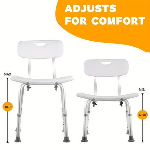 Heavy-Duty 400 lbs Capacity Bath Chair for Seniors & Disabled - Adjustable Height Non-Slip Shower Transfer Seat with Soft Cushion, Sturdy Tub Bathtub Safety Stool for Elderly Mobility Aid (Gray)