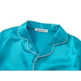 thumbnail image 2 of Beezizac Little & Big Girls Pajama Set Size 8 - River Blue Satin Silky Fall Coat Style Lightweight 2pc Pjs, 2 of 7