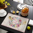 thumbnail image 3 of Happy Easter Placemats Set of 6, Spring Flower Pastoral Butterfly Retro Beige Placemats for Dining Table, Place Mats for Kitchen Tabletop, Waterproof Wipeable Dining Table Mats Set, 3 of 9