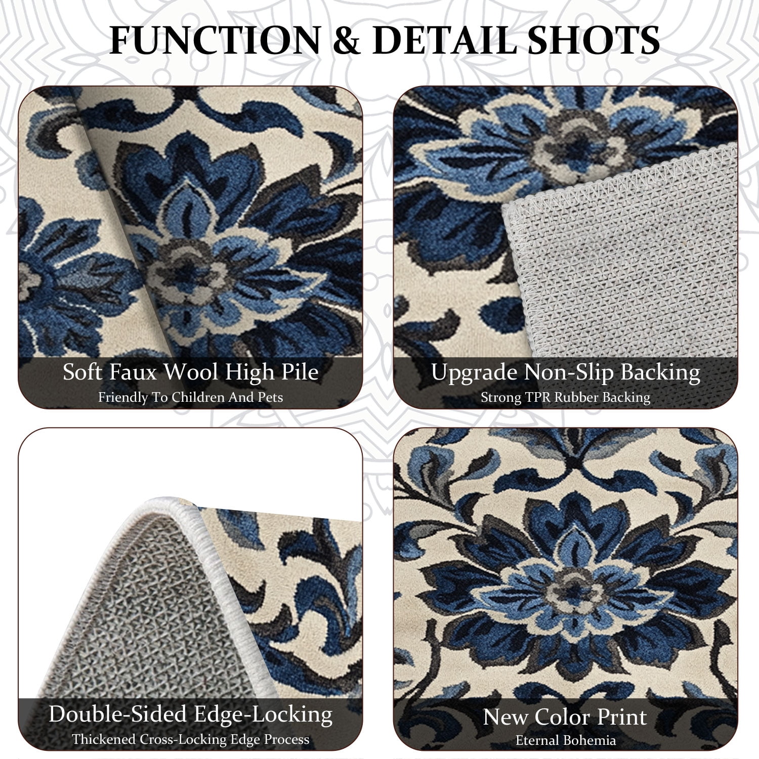 3 Piece Kitchen Rug Set, Non-Slip And Washable, Abstract Pattern Kitchen Hallway Rug, Soft And Comfortable, Suitable For Sinks, Floors, Entrances, Hallways and Bathrooms