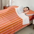 thumbnail image 4 of Castle Fairy Hippie Vertical Stripe Bed Sheets 4-Piece,Bohemian Thin Line Full Size Sheets,Orange Pink White,1 Flat Sheet, 1 Fitted Sheet and 2 Pillowcases, 4 of 7