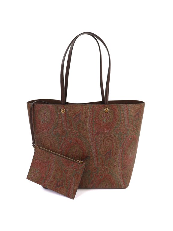 Pre-Owned ETRO Essential Maxi Bag, Leather Trim, Paisley Pattern, Large Tote Bag with Pouch,...