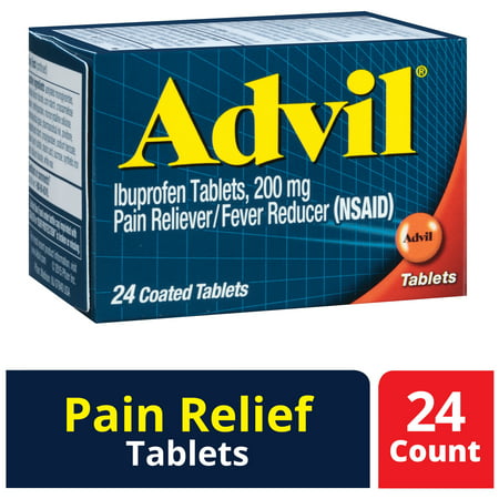 Advil (24 Count) Pain Reliever / Fever Reducer Coated Tablet, 200mg Ibuprofen, Temporary Pain