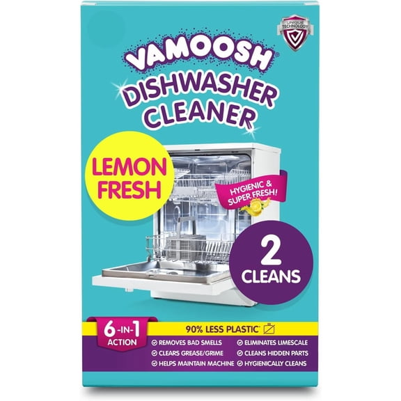 6-in-1 Dishwasher Cleaner | Natural Citric Acid Cleaning Formula | Limescale Removal | Grease Elimination | Eco-Friendly | Made in the UK | 50g (Pack of 2)