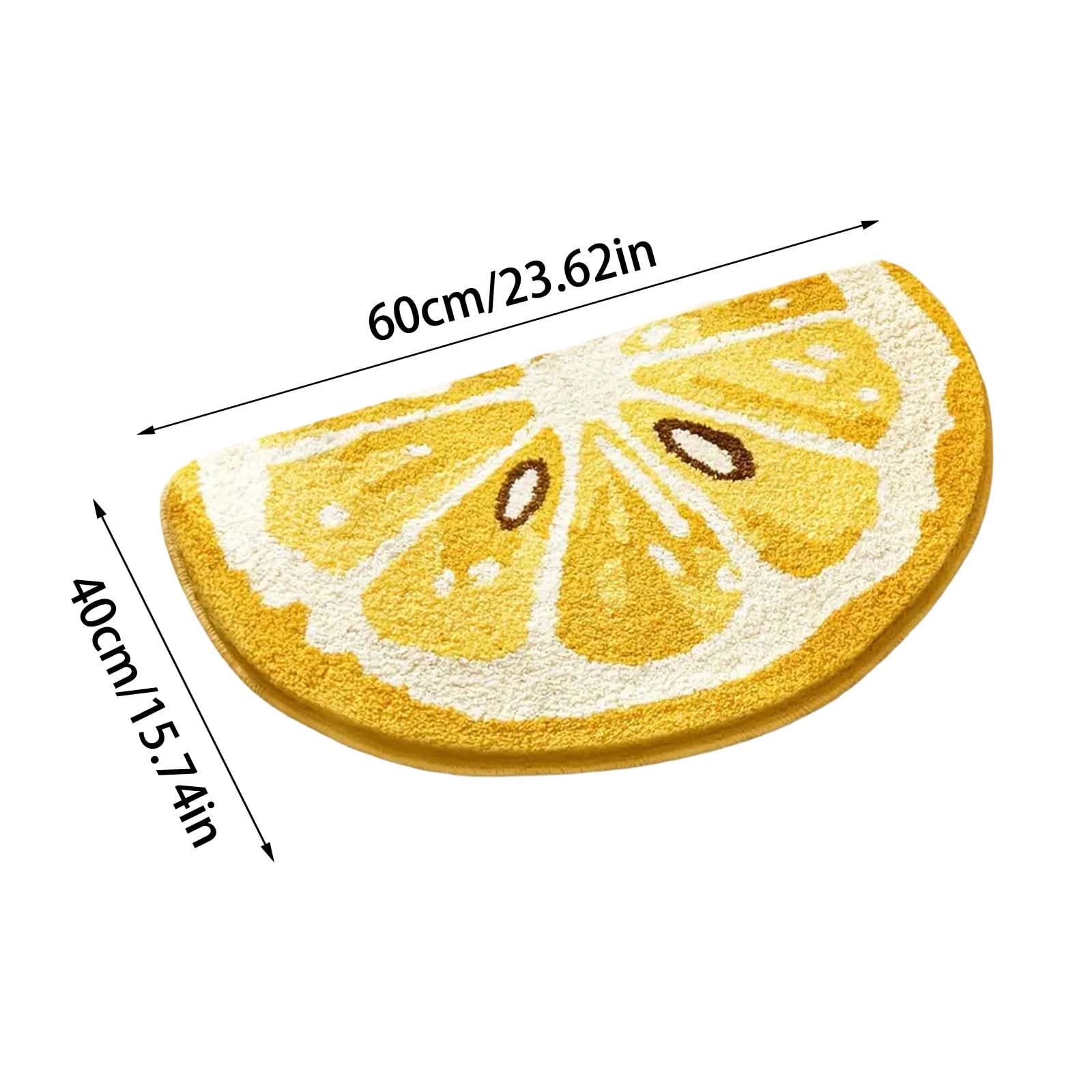 Nilvkv Lemon Bath Mat Fruit Bathroom Rugs for Living Room and Bedroom, Non Slip Small Washable Rug Lemon Bathroom Decor (15.75x23.62in)