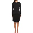 thumbnail image 4 of Women Buttons Crew Neck Long Sleeve Plain Mini Dress, 4 of 4