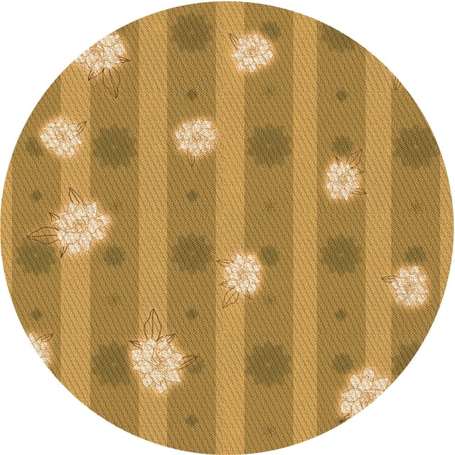Ahgly Company Tapis d'Intérieur Rond Lavable en Machine Jaune Transitionnel, 7 Pieds Rond