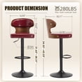 thumbnail image 2 of MOONMISS Swivel Bar Stools Set of 2, Wooden Kitchen Bar Chairs with Back, PU Leather Counter Height Barstools for Kitchen Island,Wine Red, 2 of 7