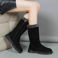thumbnail image 5 of Bnwani Women Boots Footwear Toe Low-Heel Chunky High Mid-Calf Ankle Fleece Solid Snow Boot Black Size 5.5, 5 of 7