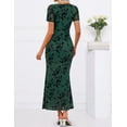 thumbnail image 4 of Merokeety Womens Summer Dresses Square Neck Mesh floral Graduation Maxi Dress DarkGreen xl, 4 of 6