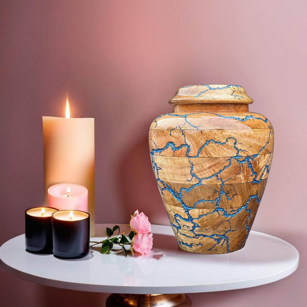 Wooden Cremation Urn for Human Ashes Handcrafted Urn for Adult Men & Women Memorial Urn for Ashes Decorative Burial & Funeral Urn