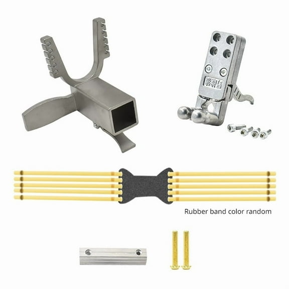 DIY Square Tube Square Wood Modified Slingshot Stainless Steel Bow Head with Five Card 10 Strand Round Leather Leather Tape and Accessories