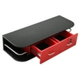 Black and Red Wall Mounted Barber Station with Locking Drawer Stylish Beauty Table for Salon