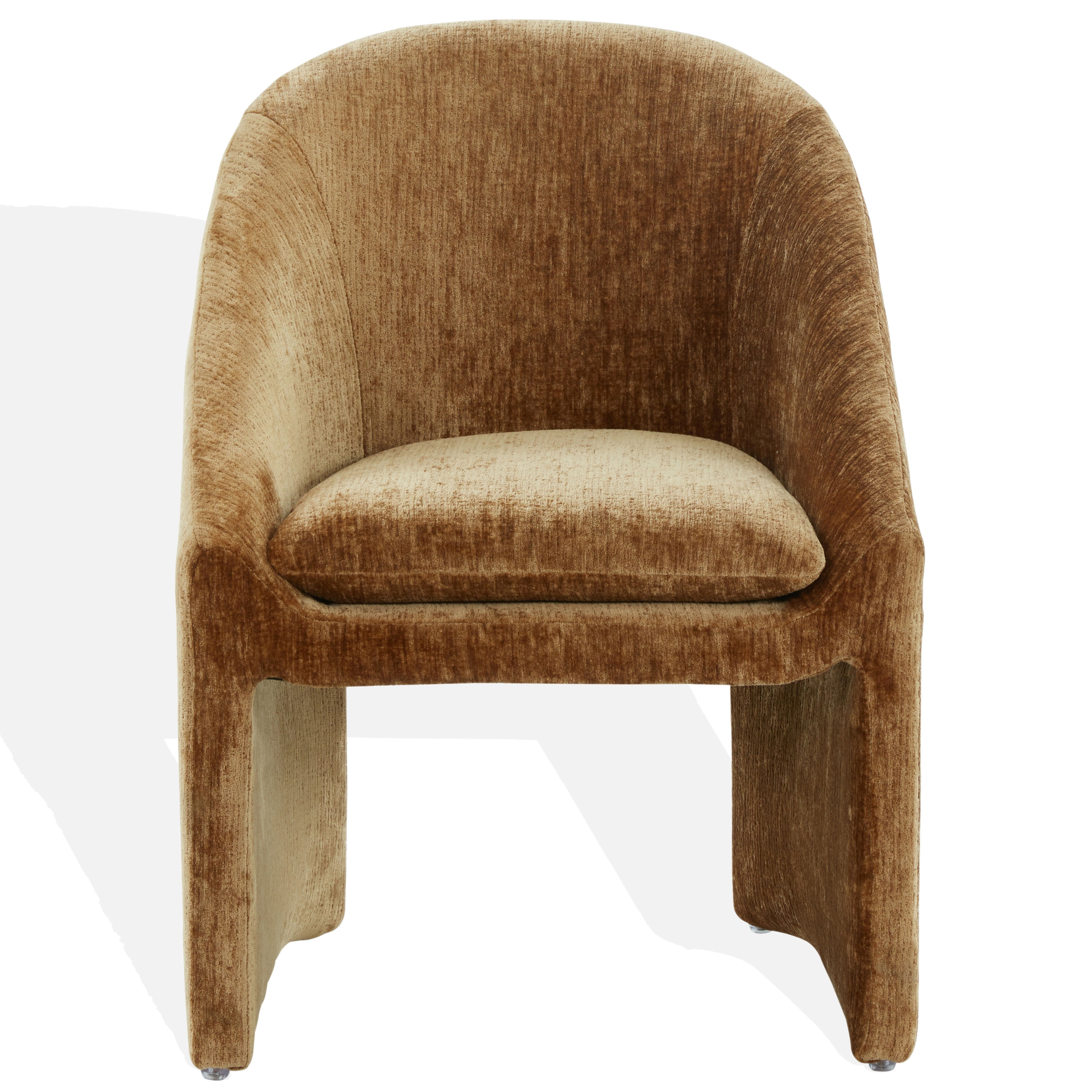 Safavieh Couture Kagan Chenille Contemporary Wood and Fabric Dining Side Chair, Amber