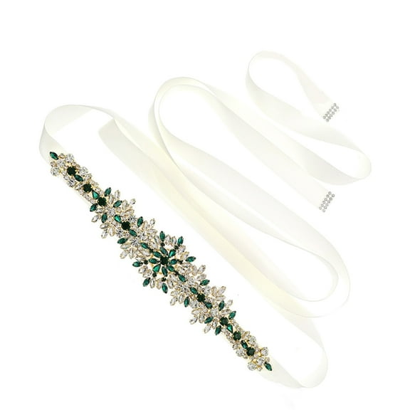 Jesscasday Shining Bridal Sash with Rhinestones for Wedding Gowns Evening Dress Accessory