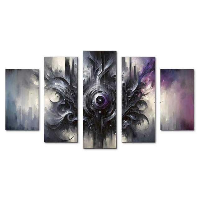 Cuadro decorativo para sala recamara Abstracto Talisman Misterio Gris elegante moderno minimalista Set de 5 piezas Cuadros Abigail