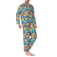 thumbnail image 2 of Picia Colorful Fish 1 Pattern Men’s Long-Sleeve Sleepwear Set - Soft 2-Piece Loungewear with Pockets, Comfy PJs for Relaxing Nights-Medium, 2 of 7