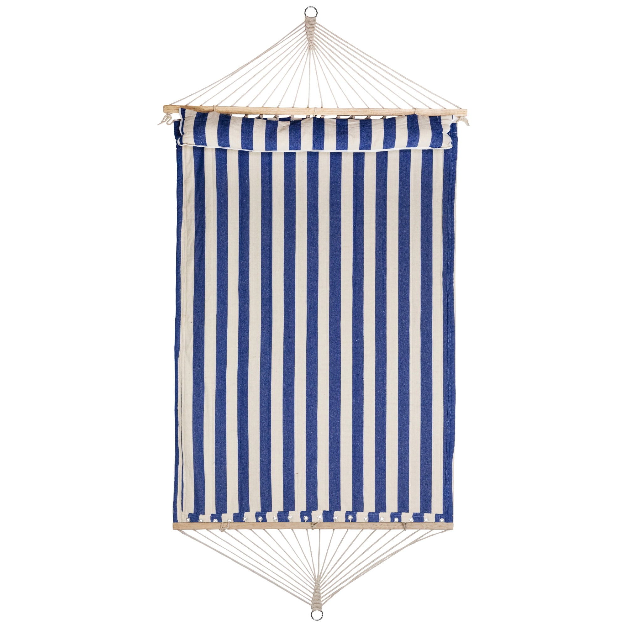 Northlight Striped Quilted Two Person Double Hammock with Pillow - 9' x 55" - Blue and Cream