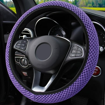 38Cm Ice Car Auto Silk Steering Wheel Cover Universal Anti-Slip Wheel Protector (Purple)