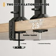 thumbnail image 2 of Dual Monitor Articulating Desk Mount Arm Stand - Vertical Stack Screen Supports Two 13 to 34 Inch Computer Monitors with C Clamp, 2 of 5