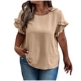 thumbnail image 1 of Liquidation d'Économies! Hauts Oversize pour Femmes en Liquidation, Hauts Blouse d'Été pour Femmes, T-shirt à Manches Courtes Décontracté Uni de Printemps pour Femmes Grande Taille, Haut/chemise à Manches Courtes à Col Rond, 1 of 5