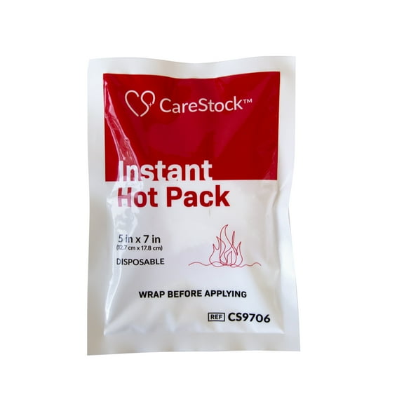 CareStock Instant Hot Pack, Disposable, 5 in. x 7 in., 1 Count, 24 Packs, 24 Total