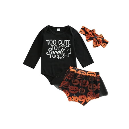 

Halloween Baby Sets Pumpkin Letter Print Long Sleeve T-shirts/Rompers+Long Pants/Skirts Outfits