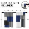 thumbnail image 2 of Geometric Dark Blue Kitchen Curtains 36 Inch Length Black Grey White Window Curtains Over Sink Set of 2, Modern Short Tier Curtain for Kitchen, Abstract Art Small Kitchen Decor 26x36 Inch, 2 of 6