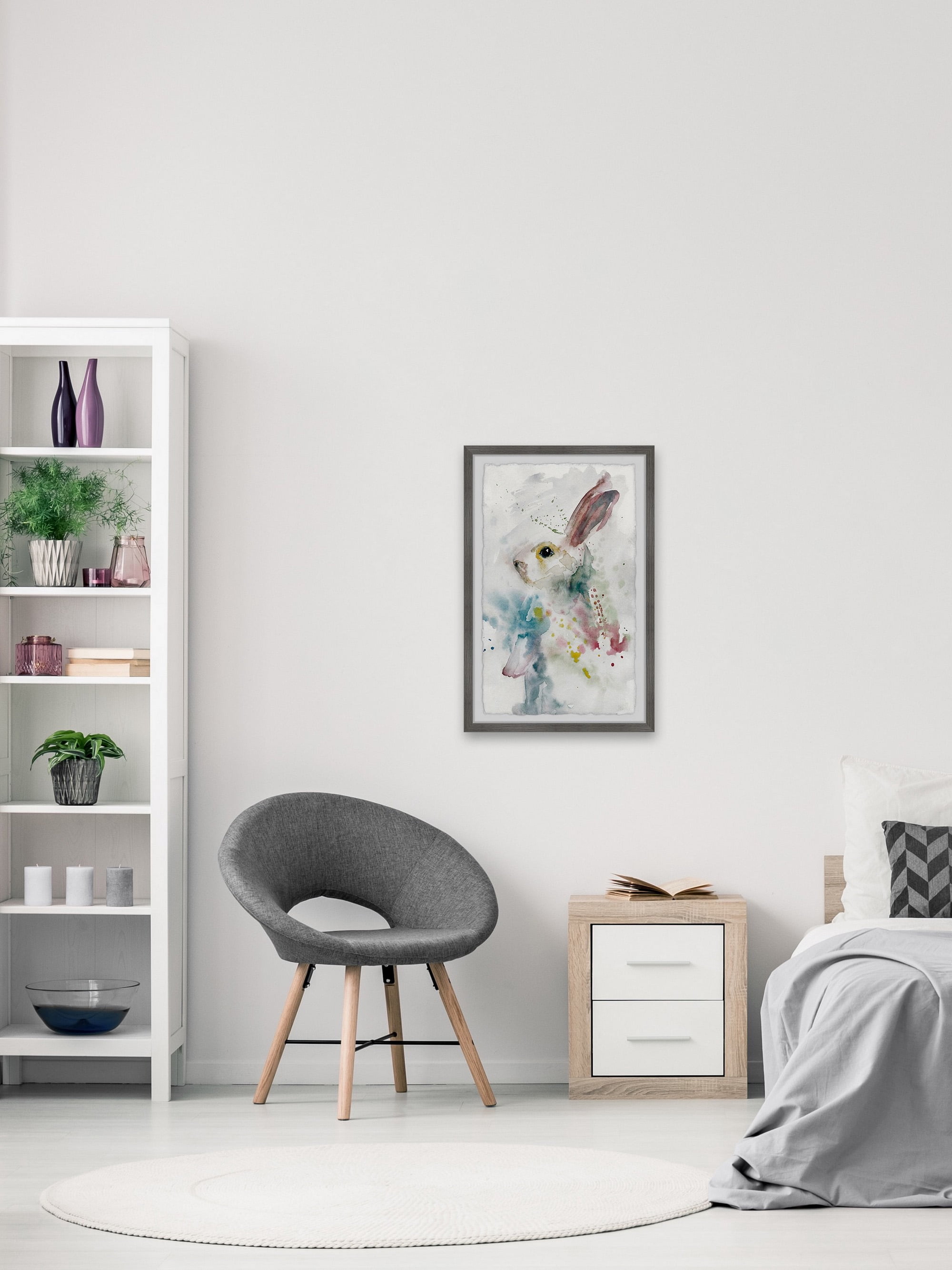 Parvez Taj Painted Bunny Framed Wall Art