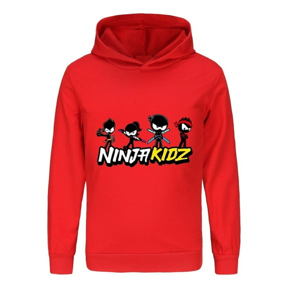 Kids Ninja Kidz Hoodie – Youth Pullover Sweatshirt with Cartoon Fighters, Boys Girls Top