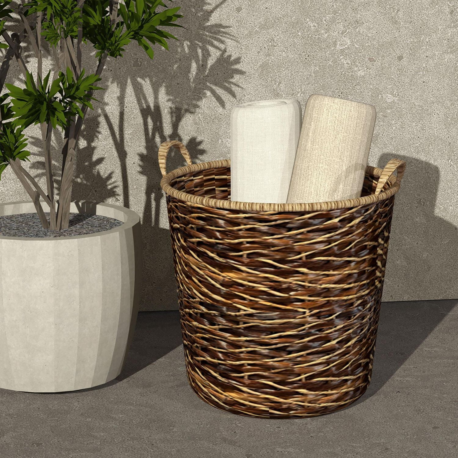 Bacbac and Bangkuang Storage Basket, Made with Natural Fibers, Brown, Woven Reed Basket