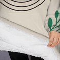 thumbnail image 3 of Oversized Wearable Blanket Hoodie,Orange Boho Geometric and Plant Pattern Sherpa Blanket Hoodie with Super Pockets,Super Warm Fuzzy Pullover for Women & Men, 3 of 6