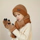 thumbnail image 1 of 3 unids/set gorro, bufanda y guantes para niños para invierno, accesorios para exteriores para niñas, gorros de felpa tejidos para niñas, 1 of 4