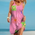 thumbnail image 3 of Vestidos de Verano Lindos para las Mujeres Que Imprimen Vestido de Sol Suelto con Cuello en V, sin Mangas con Bolsillos para el Uso Informal, 3 of 5