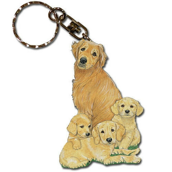Golden Retriever Keychain, Souvenir Key Holder, Dog Charm Tag, Pet Key Rings Craft Ornaments, Wooden Die-Cut