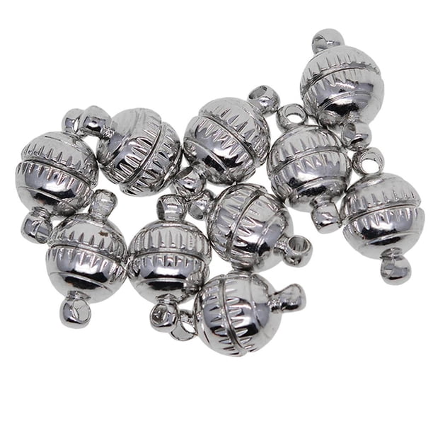 10 conectores de cierre magnético vintage de 8 mm con forma de bola redonda grabada para joyería Plata