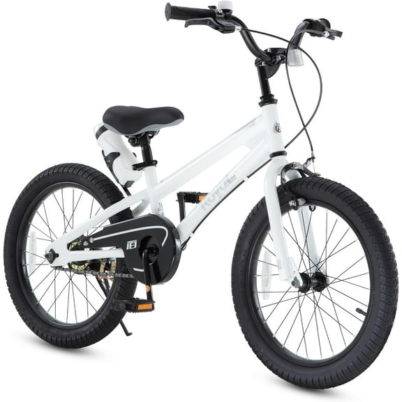 Royalbaby Freestyle 18 In White Kids Bike Boys and Girls Bike with Kickstand and Water Bottle