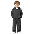 thumbnail image 3 of RMGVDSD Boys Clothes 2 Piece Fashion Fall Outfits Quarter Zip Hoodie Sweatshirts Wide Leg Sweatpants Solid Color Sweatsuit Sets With Pockets 6-7 Years, 3 of 7