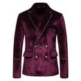 thumbnail image 6 of Dovford Men's 2 Piece Velvet Suit One Button Tuxedo Slim Fit Luxurious Blazer Party Dinner Jacket & Pants, 6 of 7