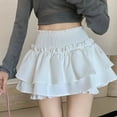 thumbnail image 4 of Women's Sweet Ballet Style White Cake High Waist Elastic Short Skirt - Wooden Ear Edge, Two Piece, , Casual - S-XL, 4 of 6