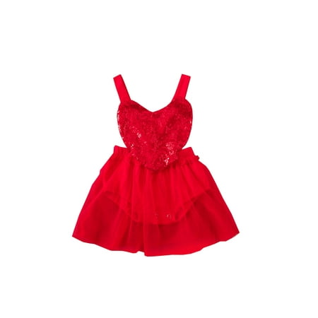 

Toddler Infant Baby Girls Valentine s Day One-Piece Romper Sequin Heart Sleeveless Sling Jumpsuits Backless Mesh Tulle Playsuits