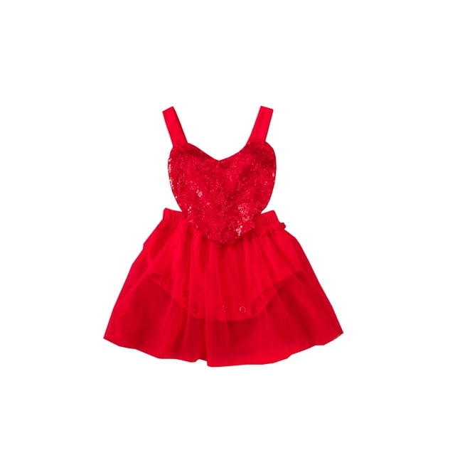 goowrom Barboteuse Sans Manches en Tulle à Paillettes pour Bébés Filles Saint-Valentin